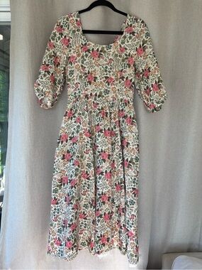 Son de Flor Cottage Garden Carmen Dress 3/4 Sleeve Size XS